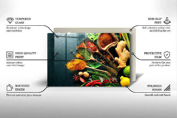 Tabla de cortar de vidrio Cucharas de especias de cocina