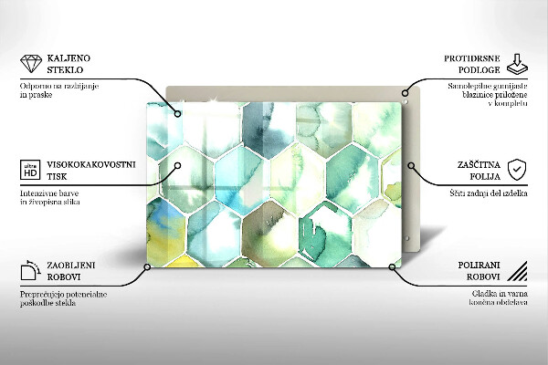 Tabla de cortar de vidrio Hexágonos de acuarela