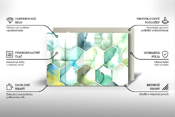 Tabla de cortar de vidrio Hexágonos de acuarela