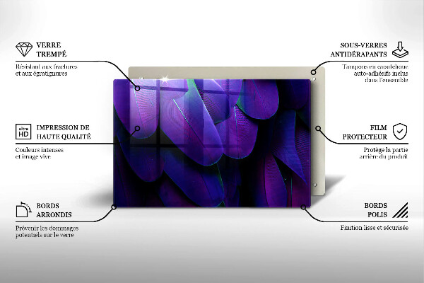 Tabla de cortar de vidrio Plumas de neón