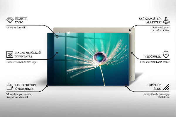 Tabla de cortar de vidrio Rocío sobre un diente de león
