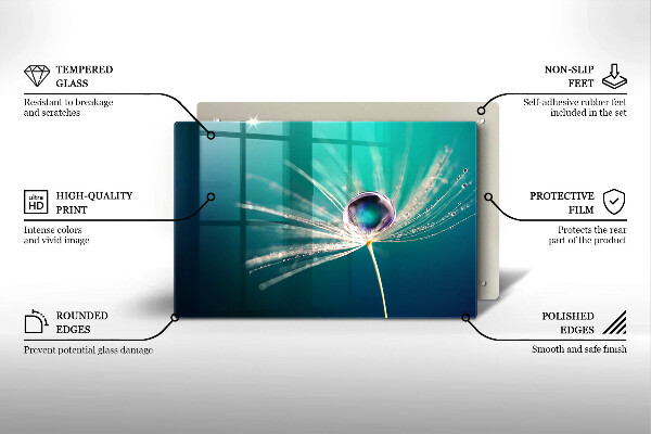Tabla de cortar de vidrio Rocío sobre un diente de león