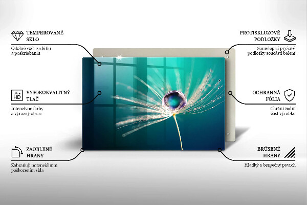 Tabla de cortar de vidrio Rocío sobre un diente de león