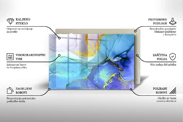 Tabla de cortar de vidrio Piedra dorada agrietada