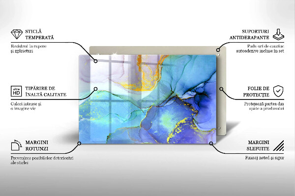 Tabla de cortar de vidrio Piedra dorada agrietada