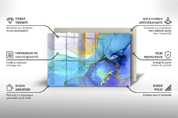Tabla de cortar de vidrio Piedra dorada agrietada