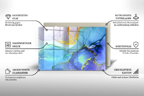 Tabla de cortar de vidrio Piedra dorada agrietada