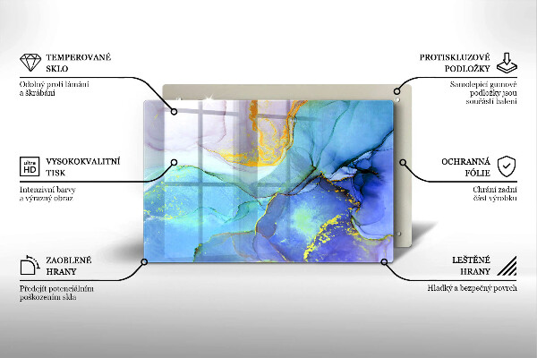 Tabla de cortar de vidrio Piedra dorada agrietada