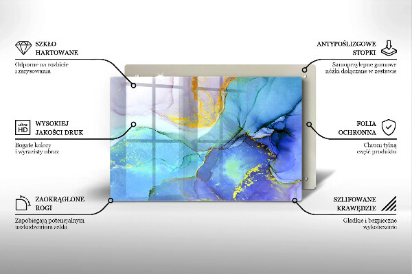 Tabla de cortar de vidrio Piedra dorada agrietada