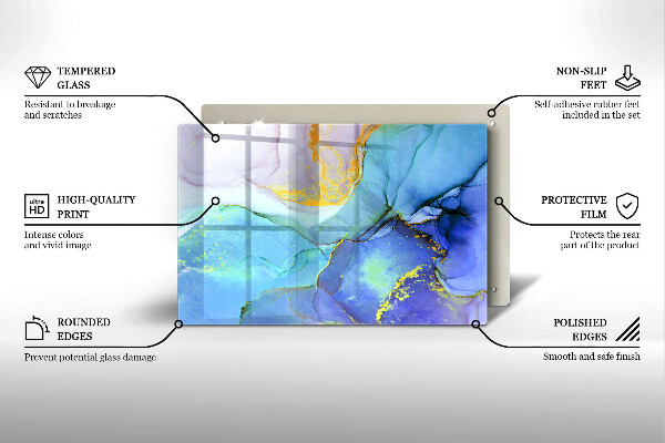 Tabla de cortar de vidrio Piedra dorada agrietada