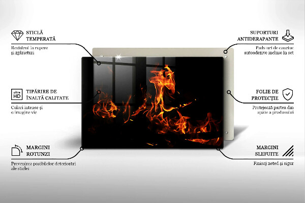 Tabla de cortar de vidrio Enciende una llama viva