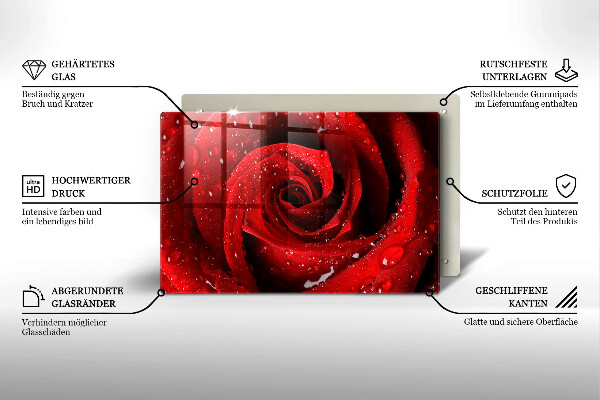Tabla de cortar de vidrio Pétalos de rosas