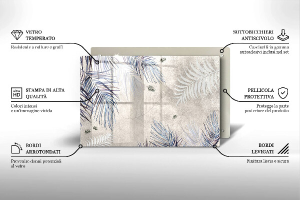 Tabla de cortar de vidrio Hojas sutiles