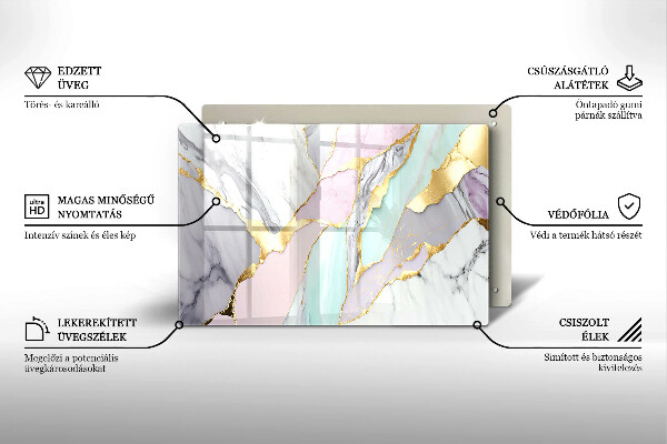 Tabla de cortar de vidrio Mármol pastel