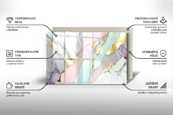 Tabla de cortar de vidrio Mármol pastel