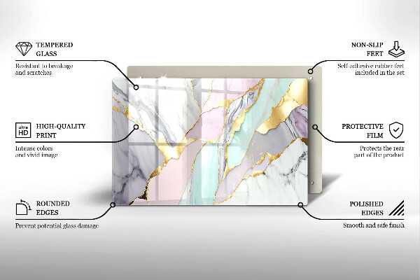 Tabla de cortar de vidrio Mármol pastel