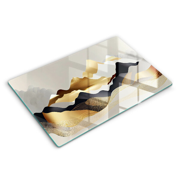 Tabla de cortar de vidrio Montañas doradas abstractas