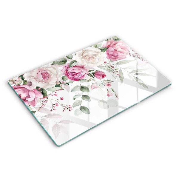 Tabla de cortar de vidrio Rosas acuarelas