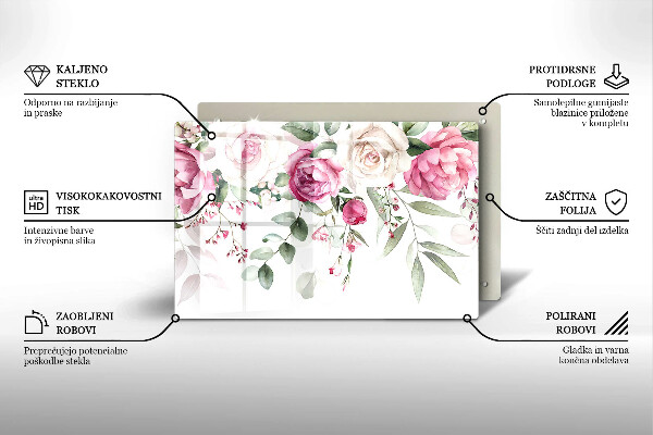 Tabla de cortar de vidrio Rosas acuarelas