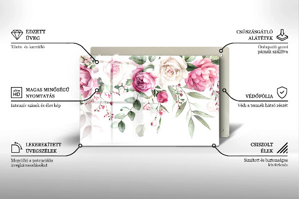 Tabla de cortar de vidrio Rosas acuarelas