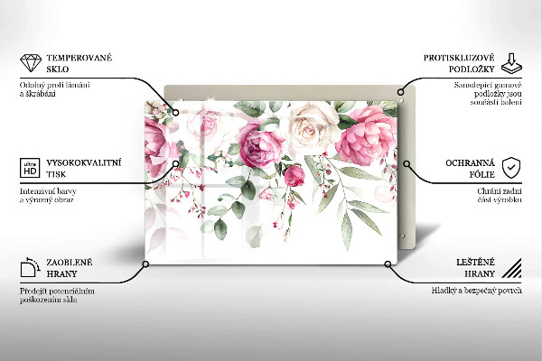 Tabla de cortar de vidrio Rosas acuarelas