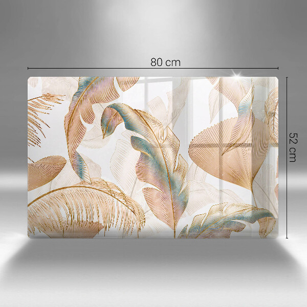 Tabla de cortar de vidrio Plumas y hojas boho