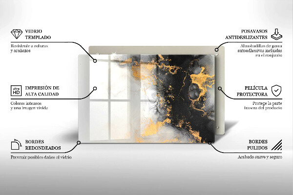 Tabla de cortar de vidrio Abstracción con oro