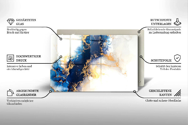 Tabla de cortar de vidrio Abstracción con azul