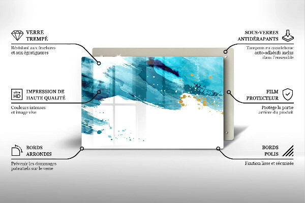 Tabla de cortar de vidrio Manchas azules