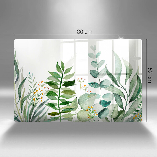 Tabla de cortar de vidrio Ilustración de hojas de plantas