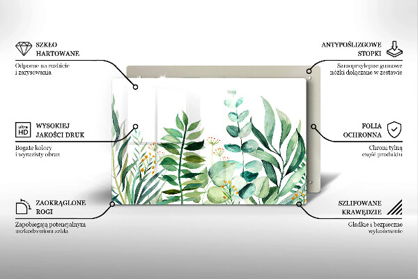 Tabla de cortar de vidrio Ilustración de hojas de plantas