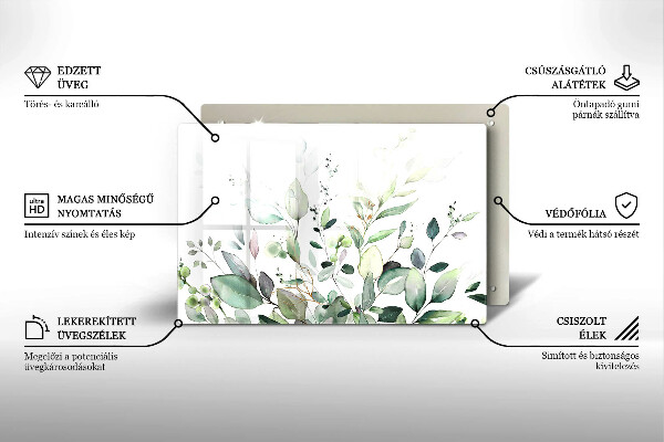 Tabla de cortar de vidrio Plantas de acuarela