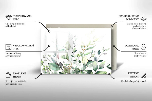 Tabla de cortar de vidrio Plantas de acuarela