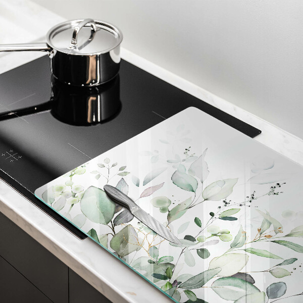 Tabla de cortar de vidrio Plantas de acuarela