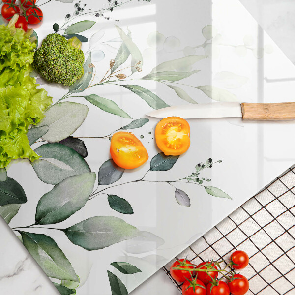 Tabla de cortar de vidrio Plantas de acuarela