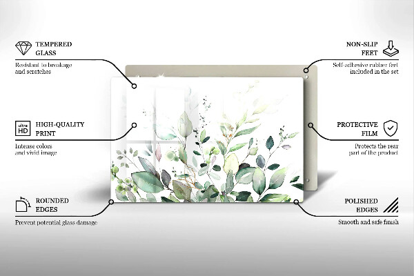 Tabla de cortar de vidrio Plantas de acuarela