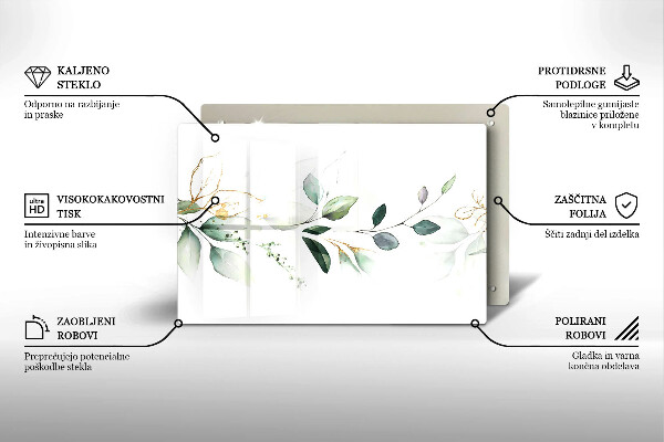 Tabla de cortar de vidrio Hojas de acuarela