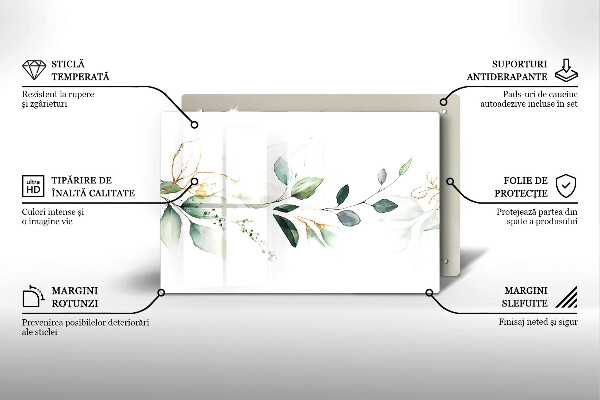 Tabla de cortar de vidrio Hojas de acuarela