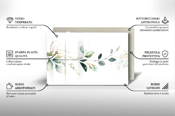 Tabla de cortar de vidrio Hojas de acuarela