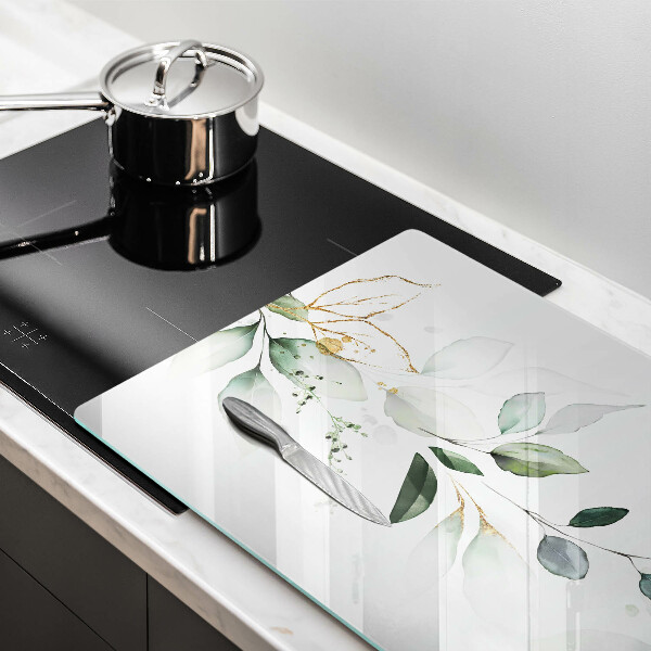 Tabla de cortar de vidrio Hojas de acuarela