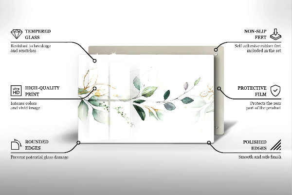 Tabla de cortar de vidrio Hojas de acuarela