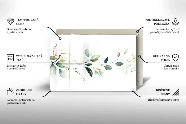 Tabla de cortar de vidrio Hojas de acuarela