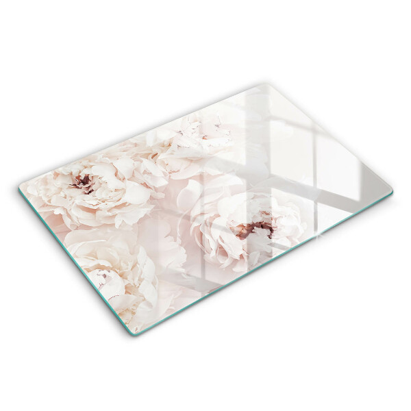 Tabla de cortar de vidrio Peonías pastel