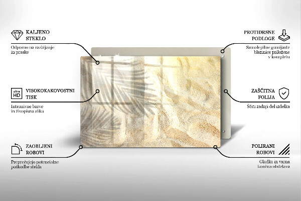 Tabla de cortar de vidrio Hojas de palma y arena