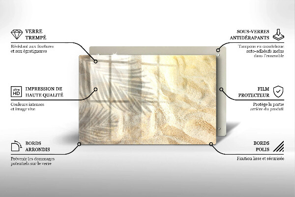 Tabla de cortar de vidrio Hojas de palma y arena