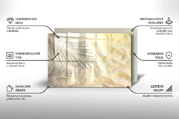 Tabla de cortar de vidrio Hojas de palma y arena