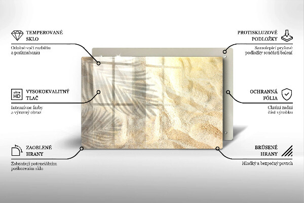 Tabla de cortar de vidrio Hojas de palma y arena