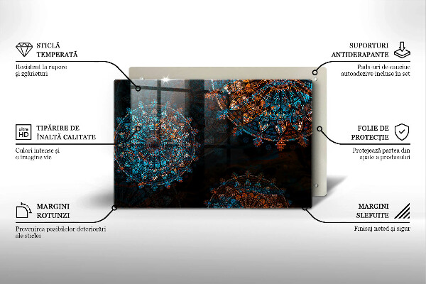 Tabla de cortar de vidrio Ruedas vintage boho