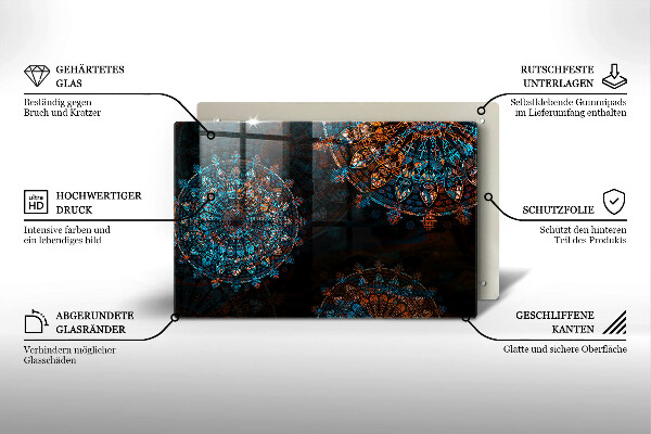 Tabla de cortar de vidrio Ruedas vintage boho