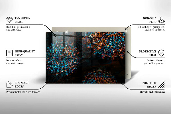 Tabla de cortar de vidrio Ruedas vintage boho